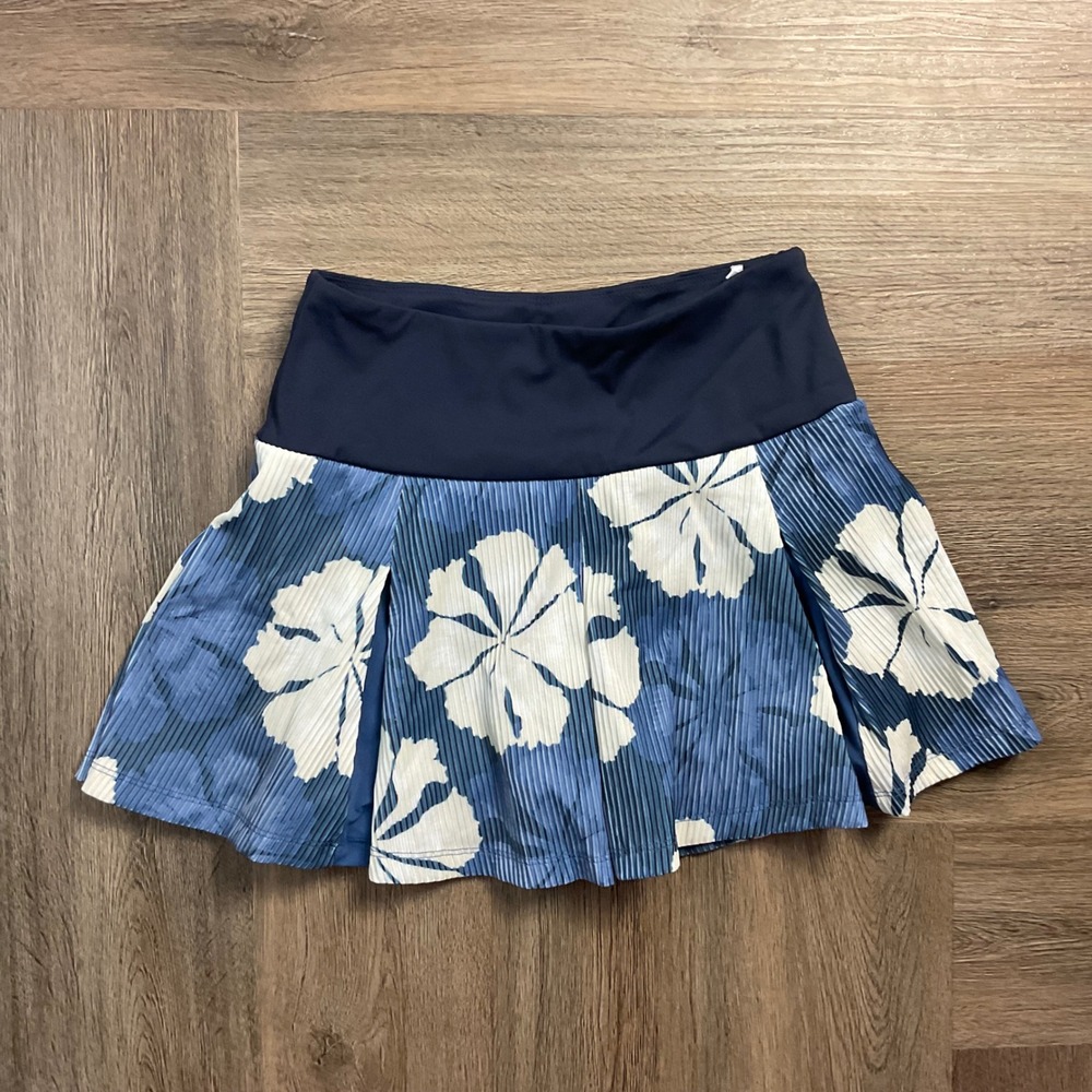 Original Penguin Fuji Hibiscus Floral Pleated Tennis Golf Skort‎ XS Navy Blue